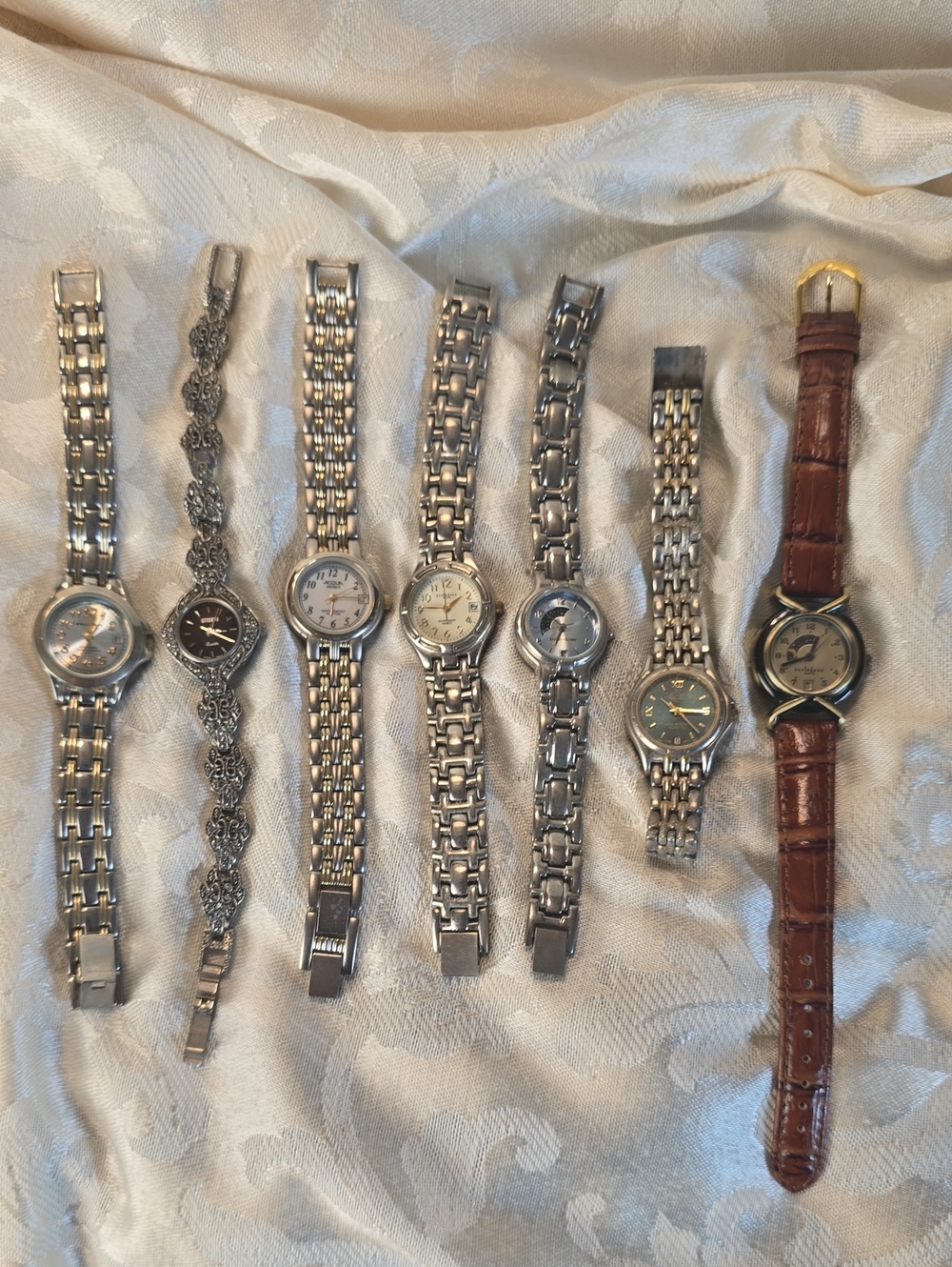 Women's Mixed Metal and Brown Leather Watch Collection - Assorted Styles